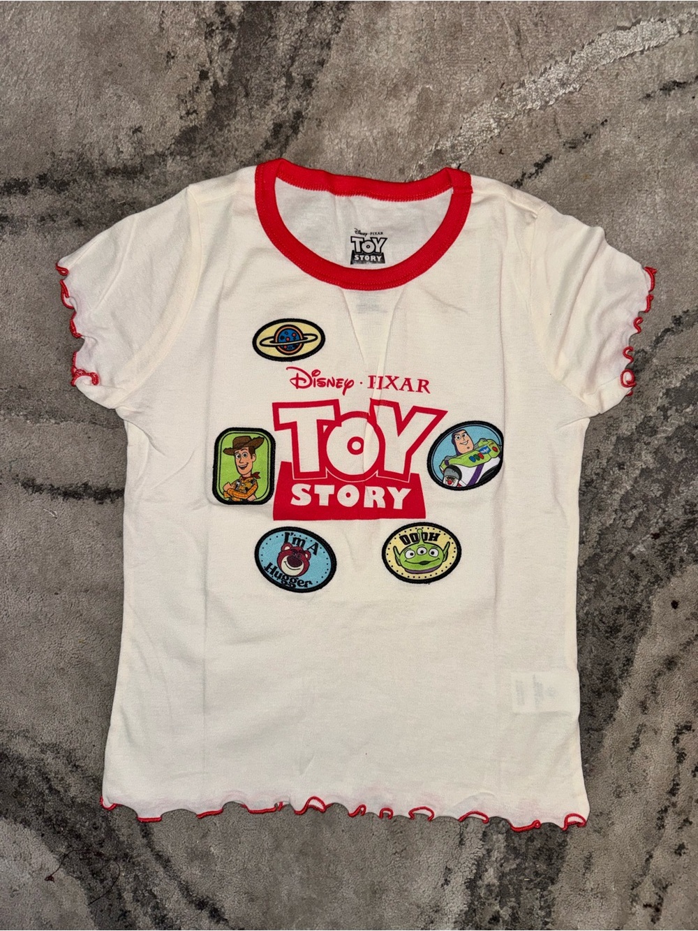 Disney White & Red Toy Story Graphic Ruffle Tee